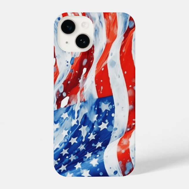 American Flag USA Watercolor 4th of July iPhone Case (Back)