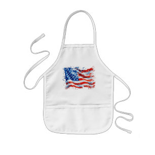American Flag USA Watercolor 4th of July Kids Apron