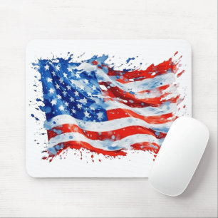 American Flag USA Watercolor 4th of July Mouse Pad