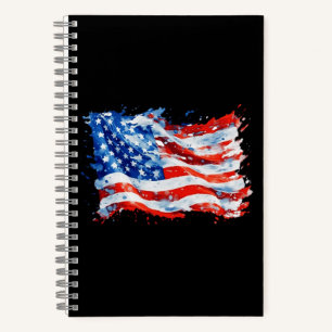 American Flag USA Watercolor 4th of July Notebook