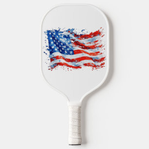 American Flag USA Watercolor 4th of July Pickleball Paddle