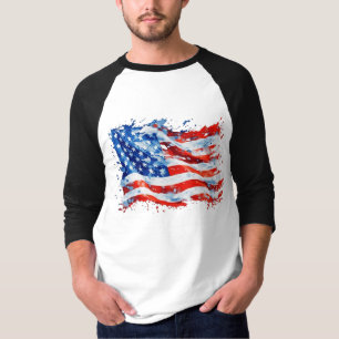 American Flag USA Watercolor 4th of July T-Shirt