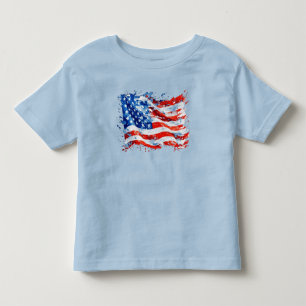 American Flag USA Watercolor 4th of July Toddler T-Shirt