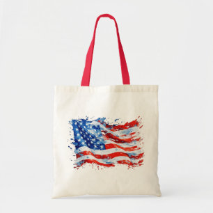 American Flag USA Watercolor 4th of July Tote Bag