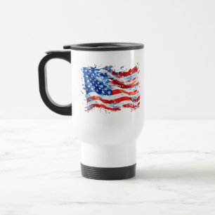 American Flag USA Watercolor 4th of July Travel Mug