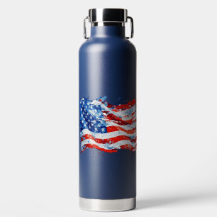 American Flag USA Watercolor 4th of July Water Bottle