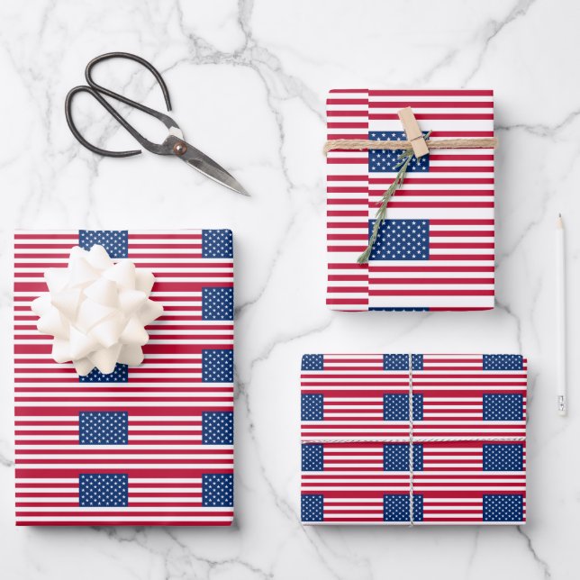 American Flag USA Wrapping Paper Sheet (Front)