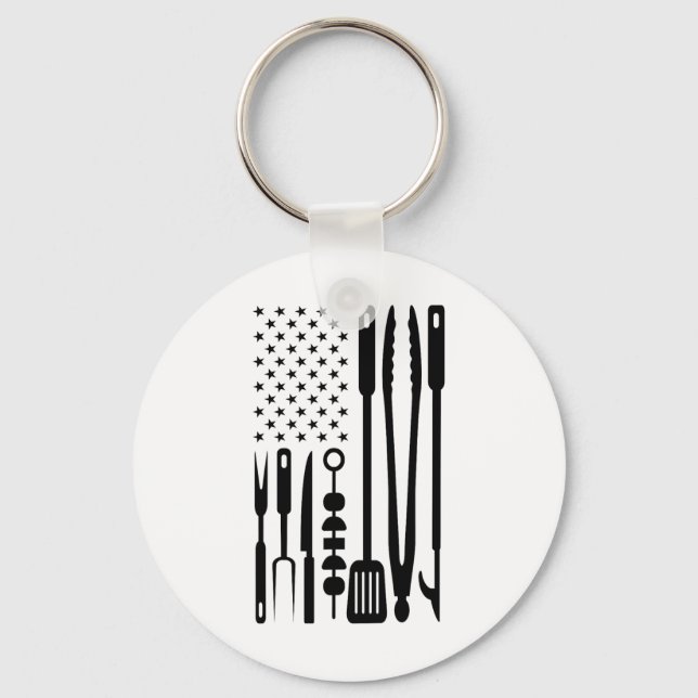 American Flag Utensil Bbq Tools Griller Pitmaster  Key Ring (Front)