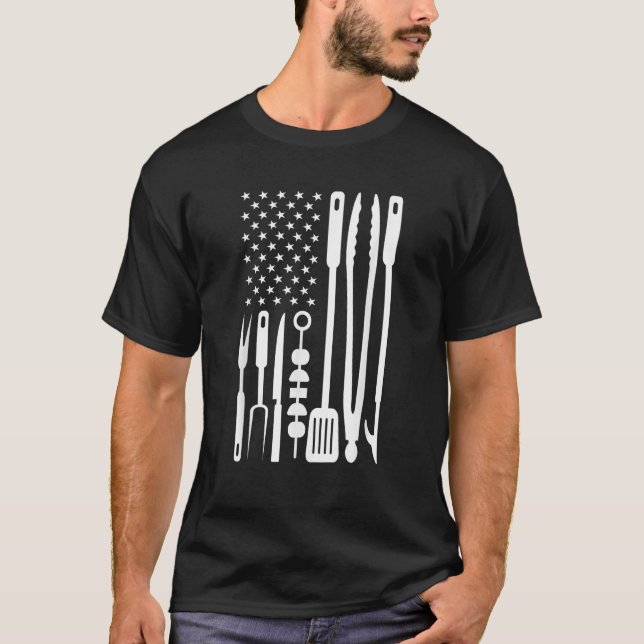 American Flag Utensil Bbq Tools Griller Pitmaster  T-Shirt (Front)
