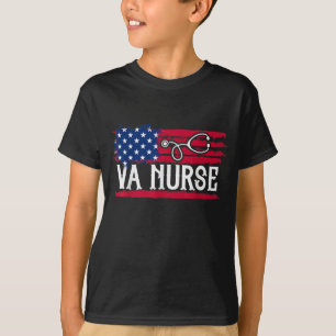 American Flag VA Nurse Patriotic 4th of July Vinta T-Shirt