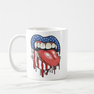 American Flag Vampire Lips T-Shirt Coffee Mug