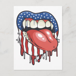 American Flag Vampire Lips T-Shirt Coffee Mug Postcard