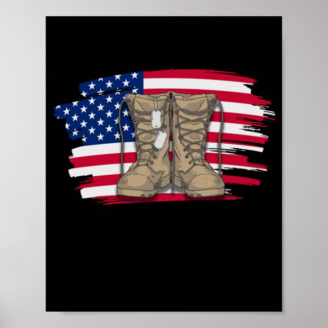 American Flag  Veteran Boots Poster (Front)