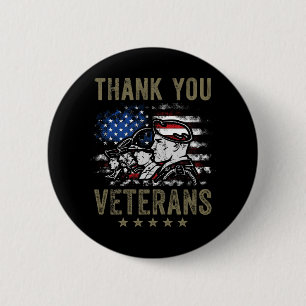 American Flag Veteran Day Thank You for Your Servi 6 Cm Round Badge
