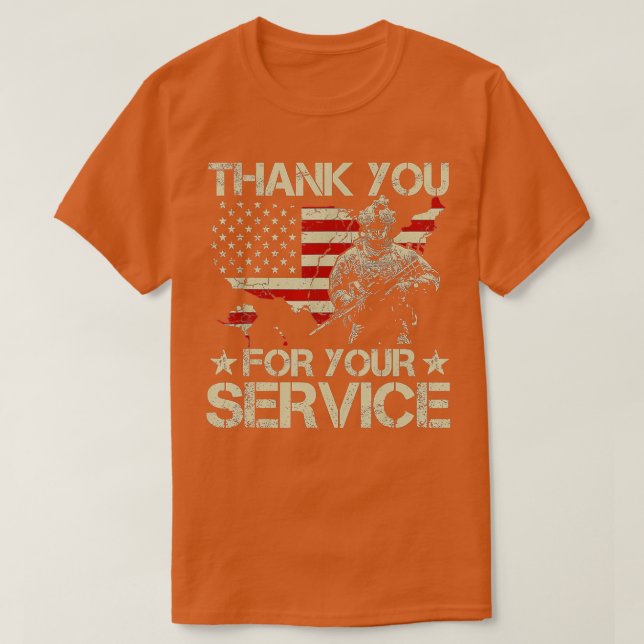 American Flag Veteran Day Thank You for Your Servi T-Shirt (Design Front)