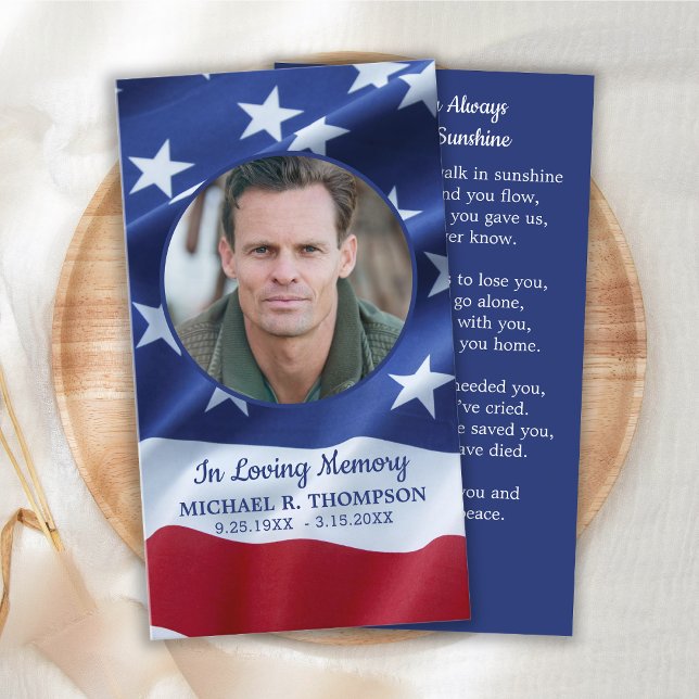 American Flag Veteran Funeral Memorial Prayer Card (Creator Uploaded)