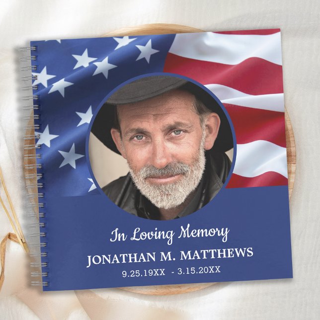 American Flag Veteran Memorial Funeral Guest Book (Creator Uploaded)