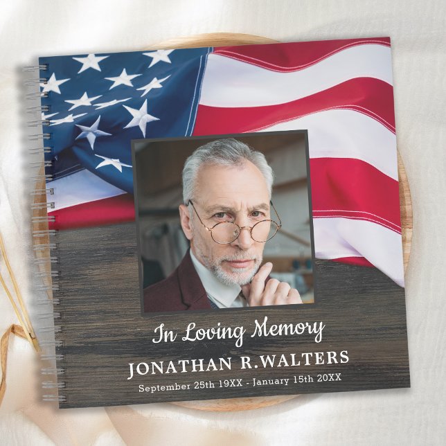 American Flag Veteran Memorial Funeral Guest Book (Creator Uploaded)