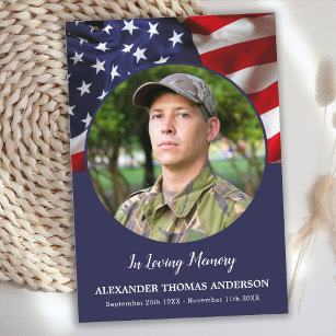 American Flag Veteran Sympathy Military Funeral Thank You Card