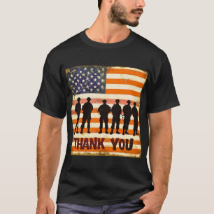 American Flag Veterans For Your Service Thank you T-Shirt