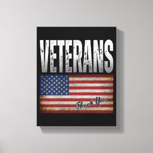 AMERICAN FLAG VETERANS THANK YOU 4TH OF JULY  CANVAS PRINT
