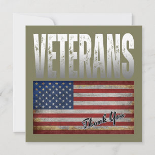 AMERICAN FLAG VETERANS THANK YOU 4TH OF JULY CARD