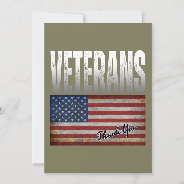 AMERICAN FLAG VETERANS THANK YOU 4TH OF JULY  INVITATION (Front)