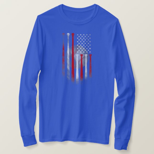 American Flag Vintage Baseball Flag Dad Mom Tee  (Design Front)