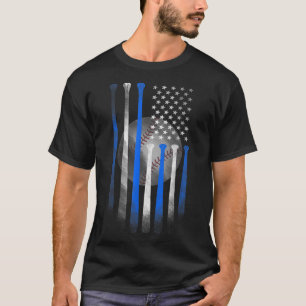 American Flag Vintage Baseball Flag Dad Mum Kid T-Shirt