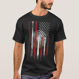 American Flag Vintage Baseball Flag Dad Mum Tee