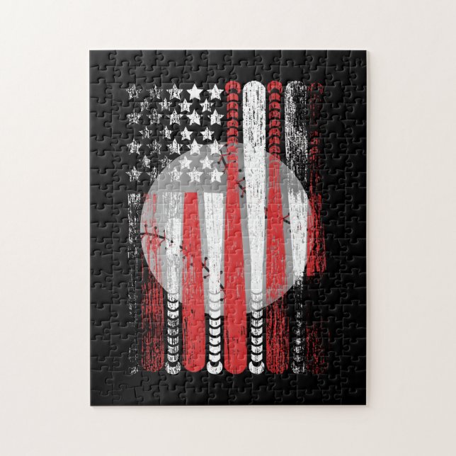 American Flag Vintage Baseball Flag Jigsaw Puzzle (Vertical)