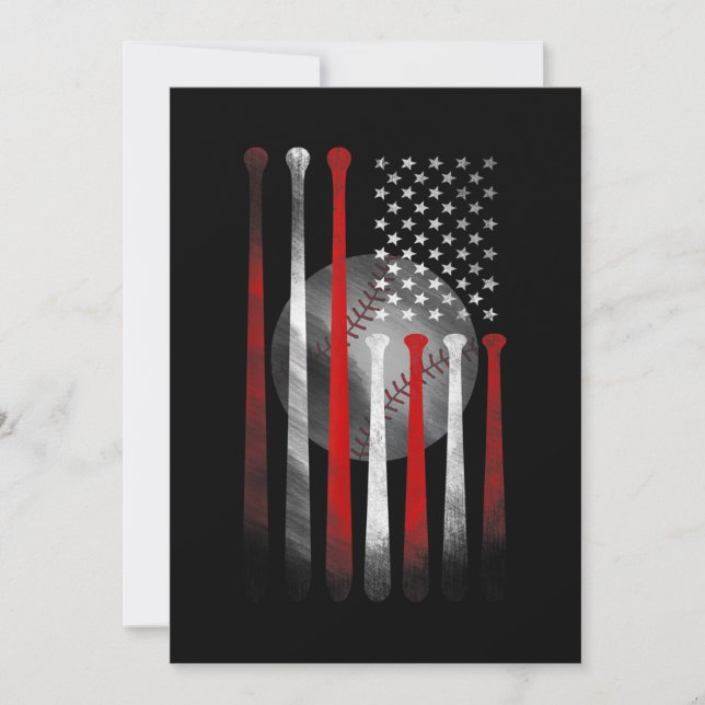 American Flag Vintage Baseball Invitation (Front)