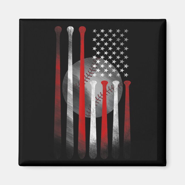 American Flag Vintage Baseball Magnet (Front)