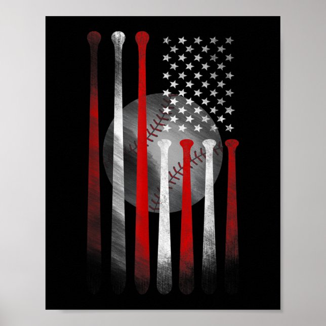 American Flag Vintage Baseball Poster (Front)