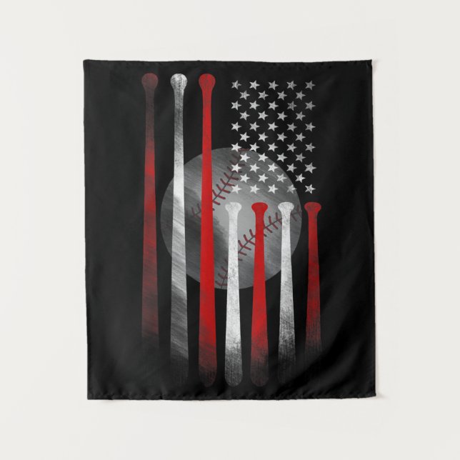 American Flag Vintage Baseball Tapestry (Front)