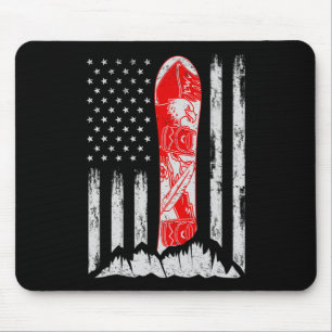 American Flag Vintage Cool Snowboarding Skiing Sno Mouse Pad