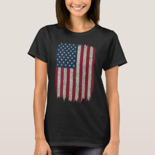 American Flag Vintage Distressed Design on Back US T-Shirt