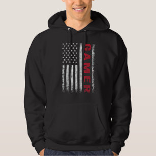 American Flag Vintage Gamer Video Game Player Boys Hoodie