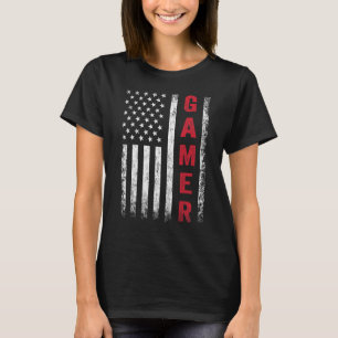 American Flag Vintage Gamer Video Game Player Boys T-Shirt