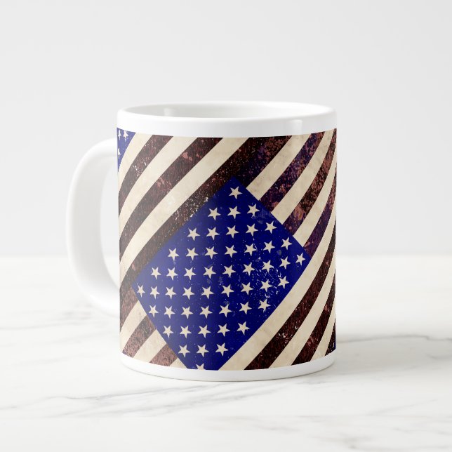 American Flag Vintage Grunge Large Coffee Mug (Front Left)
