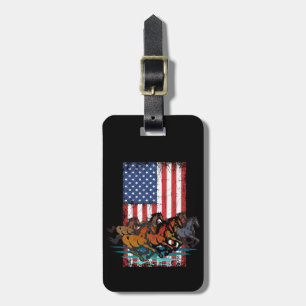AMERICAN FLAG VINTAGE HORSE LUGGAGE TAG