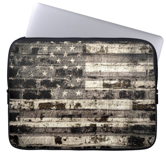 American Flag Vintage Laptop Sleeve (Front)