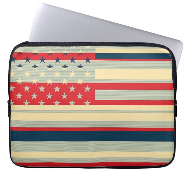 American Flag Vintage Laptop Sleeve (Front)