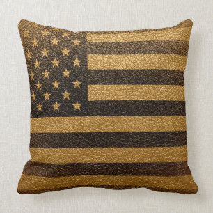 American Flag Vintage Leather #2 Cushion
