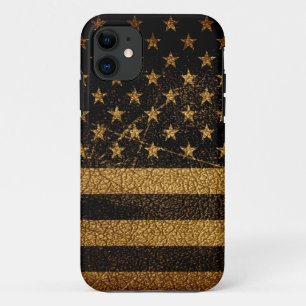American Flag Vintage Leather #8 iPhone 11 Case