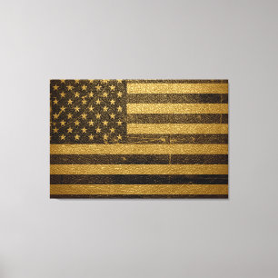 American Flag Vintage Leather Canvas Print