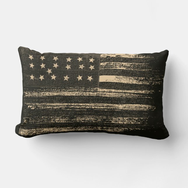 American Flag Vintage  Lumbar Cushion (Front)
