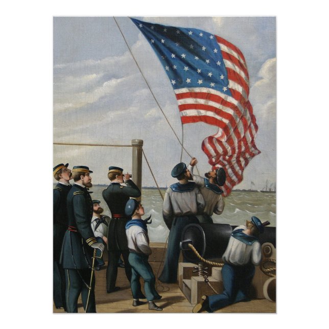 American Flag Vintage Military Navy Painting Art Poster (Front)