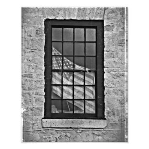 American Flag Vintage Print in Black and White