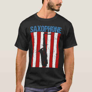 American Flag Vintage Saxophone Jazz Player Music T-Shirt
